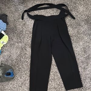 Chic Black High-Waisted Jumpsuit with Tie Detail